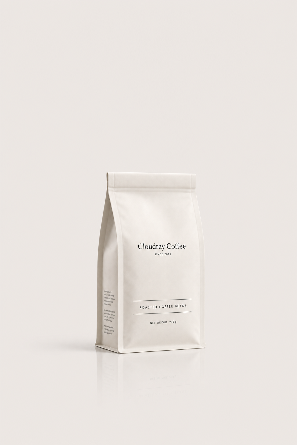 White Cloudray roasted coffee bean bag