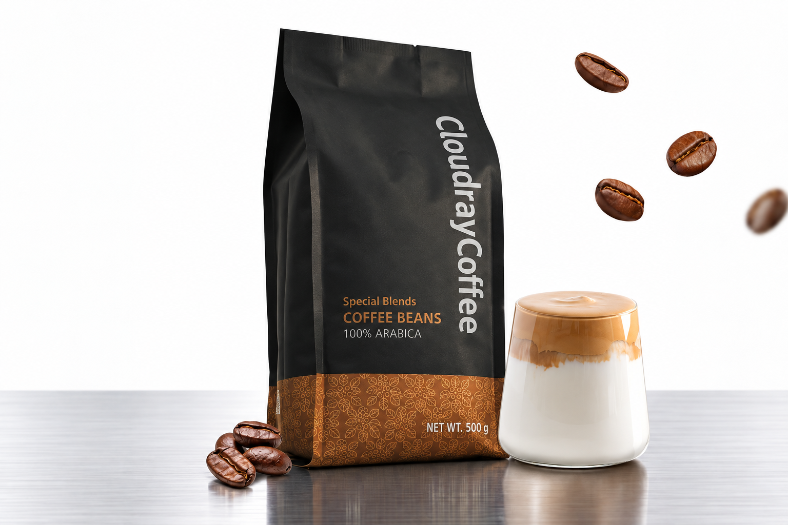 CloudrayCoffee Special Blends coffee beans with a latte